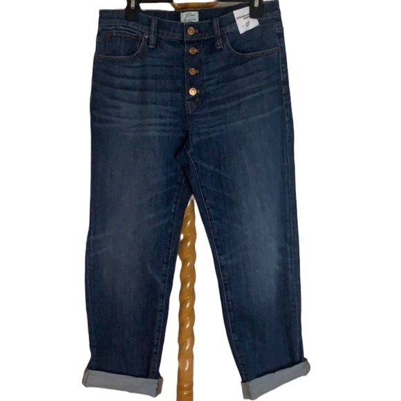 - NWT J.Crew Straightaway Blue Jean Bluff Wash Relaxed Fit Button Fly Crop - Picture 4 of 7